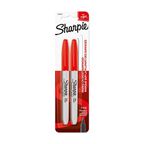 Product Cover Sharpie Permanent Markers, Fine Point, Red, 2-Pack (1765450)