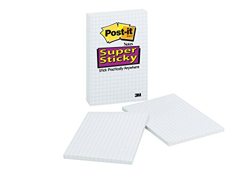 Product Cover Post-it Super Sticky Notes, 4 x 6-Inches, White with Blue Grid, 2-Pads/Pack (4621-2SSGRID)