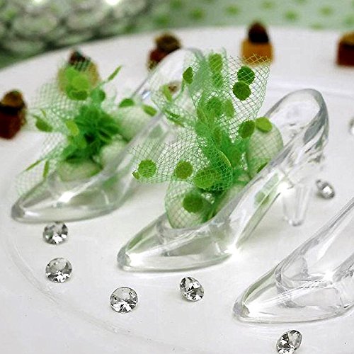 Product Cover BalsaCircle 120 pcs Clear Plastic Cinderella Slippers Favor Holders - Wedding Party Accessories Decorations Candy Supplies
