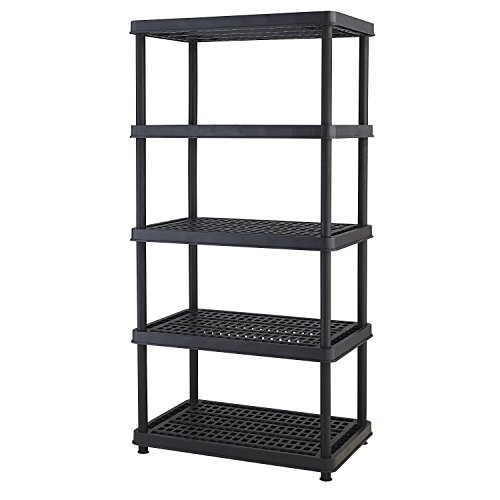 Product Cover Keter 5-Shelf Heavy Duty Utility Freestanding Ventilated Shelving Unit Storage Rack, Black