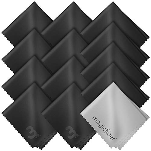 Product Cover (13 Pack) MagicFiber® Premium Microfiber Cleaning Cloths - For Tablet, Cell Phone, Laptop, LCD TV Screens and Any Other Delicate Surface (12 Black, 1 Grey)