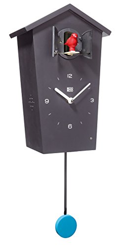 Product Cover KOOKOO Birdhouse Black, Modern Cuckoo Clock w. 12 Natural Bird Voices or Cuckoo Call, Design Clock w. Pendulum, Natural Field Recordings by Jean-Claude Roché