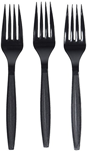 Product Cover Amscan 43600.10 Big Party Pack Premium Plastic Forks, 10.6 x 10.4, Black