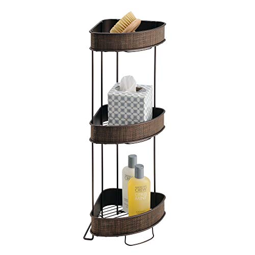 Product Cover InterDesign Twillo Free Standing Bathroom Corner Storage Shelves for Towels, Soap, Candles, Tissues, Lotion, Accessories - 3 Tier, Bronze