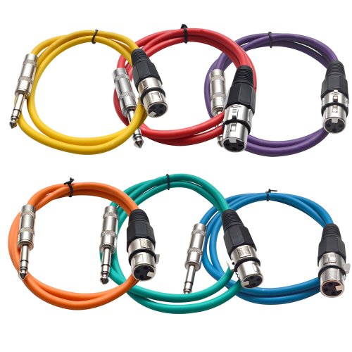 Product Cover Seismic Audio SATRXL-F3BGORYP 3-Feet XLR Female to 1/4-Inch TRS Patch Cables - Multiple Colors