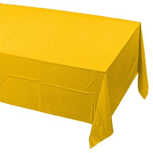 Product Cover Creative Converting Touch of Color Plastic Lined Table Cover, 54 by 108-Inch, School Bus Yellow