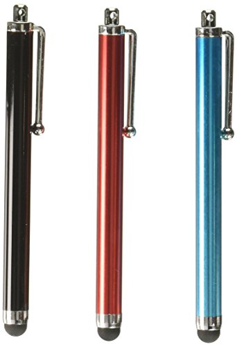 Product Cover BlastCase 3 pcs Aqua Blue/Black/Red Capacitive Stylus/styli Touch Screen Cellphone Tablet Pen for iPhone 4 4s 3 3Gs iPod Touch iPad 2 Motorola Xoom, Samsung Galaxy, BlackBerry Playbook AMM0101US, Barnes and Noble Nook Color, Droid Bionic