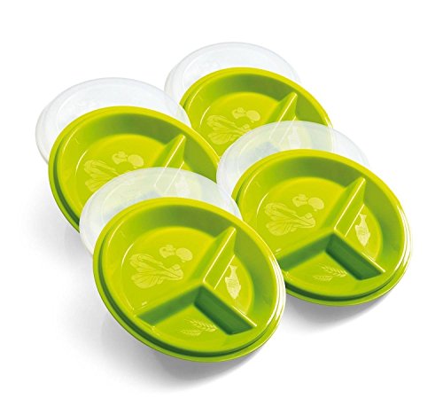 Product Cover Precise Portions Go Healthy Portion Control Plates with Vented Lids, 4pk - BPA-Free Portion Control Containers Great for Weight Loss, Blood Sugar Support, Meal Planning - Dishwasher & Microwave Safe
