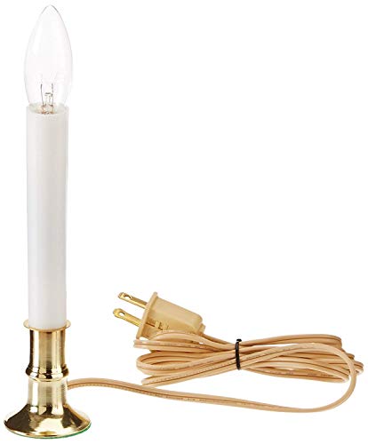 Product Cover Darice Electric Candle Brass-Plated Base - Plug Timer Stays on for 8 Hours and Off for 16 (1 Lamp)
