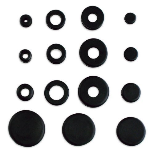 Product Cover 125pc Rubber Grommet & Plug Assortment - Includes Solid Plugs - Automotive, Airplane, Marine Applications