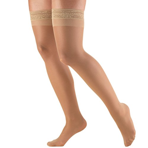 Product Cover Truform Sheer Compression Stockings, 8-15 mmHg, Women's Thigh High Length, 20 Denier, Beige, X-Large