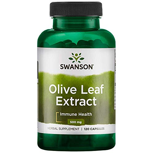 Product Cover Swanson Olive Leaf Extract Supplement: 500 MG Olive Leaf Extract Capsules with 20% Oleuropein - Antioxidant Rich for Immune Support and Cardiovascular System Health - 120 Capsules