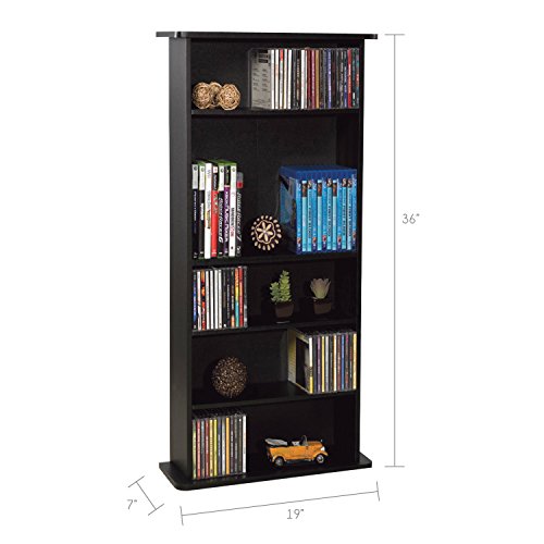 Product Cover Atlantic Drawbridge Media Storage Cabinet - Store & Organize A Mix of Media 240Cds, 108DVDs Or 132 Blue-Ray/Video Games, Adjustable Shelves, PN37935726 in Black