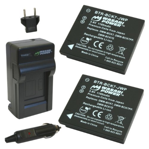 Product Cover Wasabi Power Battery (2-Pack) and Charger for Panasonic DMW-BCK7, NCA-YN101G, DE-A91, DE-A92 and Panasonic Lumix