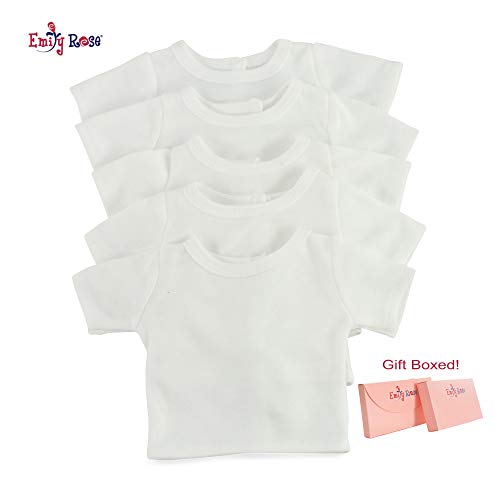 Product Cover Emily Rose 18 Inch Doll Clothes for American Girl Dolls | Value 5 Pack Plain White Doll T-Shirts 18