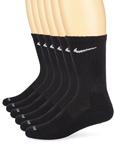 Product Cover Nike Unisex Dri-Fit Crew 6-Pair Pack Black/(White) LG (Men's Shoe 8-12, Women's Shoe 10-13)
