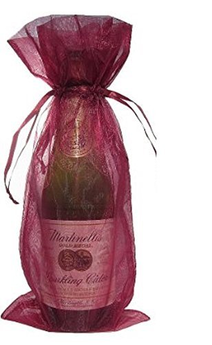 Product Cover 10x Wine color Bottle & Wine Organza Favor Gift Bags 6.5x15 inch