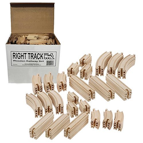 Product Cover Wooden Train Track 100 Piece Pack - 100% Compatible with All Major Brands including Thomas Wooden Railway System - By Right Track Toys