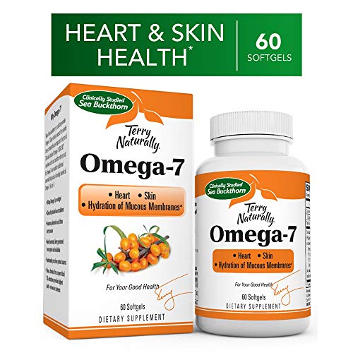 Product Cover Terry Naturally Omega-7-500 mg Sea Buckthorn, 60 Vegan Softgels - Heart & Skin Support Supplement, Enhanced with Omegas 3, 6 & 9 - Non-GMO, Gluten-Free - 60 Servings