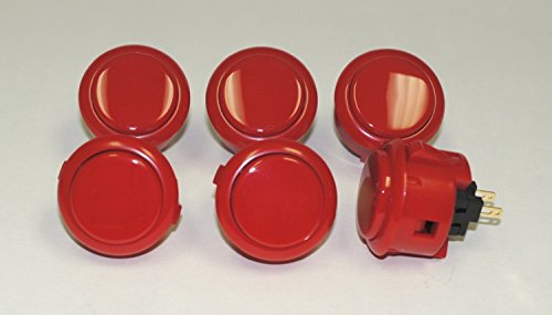 Product Cover Sanwa 6 pcs OBSF-30 RED (Bright Red) OEM Arcade Push Button (Mad Catz SF4 Tournament Joystick Compatible)