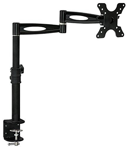 Product Cover Mount-It! Single Monitor Desk Mount Arm | Full Motion Monitor Mount | Fits 21 24 27 29 30 Inch Screen | VESA Mount 75 100 | C-Clamp Base, Holds 33 lbs
