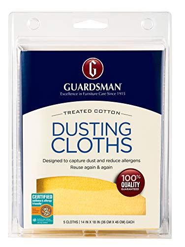 Product Cover Guardsman Wood Furniture Dusting Cloths - 5 Pre-Treated Cloth - Captures 2x The Dust of a Regular Cloth, Specially Treated, No Sprays or Odors - 462700