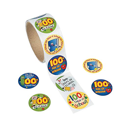 Product Cover Fun Express 100 Days of School Stickers (100 Stickers) 100th Day of School Supplies