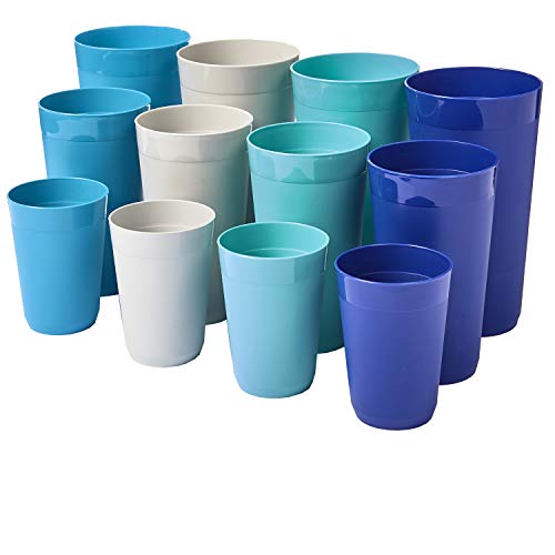 Product Cover 12-Piece Newport Unbreakable Plastic Tumblers | four each 10-ounce, 20-ounce, and 32-ounce in 4 Coastal Colors