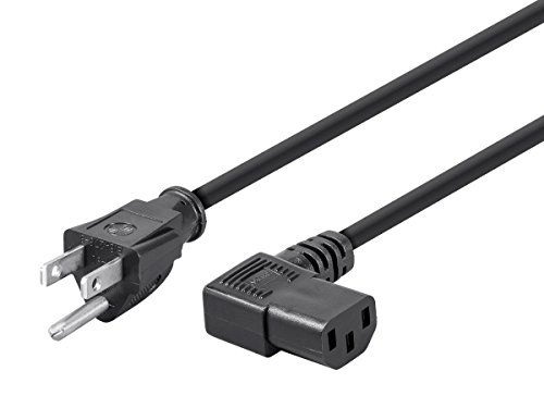 Product Cover Monoprice 107676 6-Feet 18AWG Right Angle Power Cord Cable with 3 Conductor PC Power Connector Socket C13/5-15P, Black
