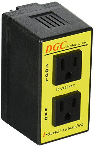 Product Cover DGC PRODUCTS i-Socket Intelligent Autoswitch with ports for Power Tool and Vacuum; PATENTED TECHNOLOGY delays Vacuum Turn-On/Off to Prevent Circuit Overload, Eliminating Circuit Breaker Tripping
