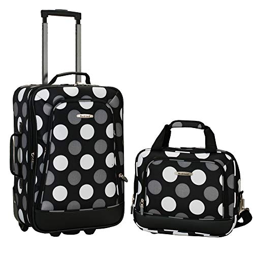 Product Cover Rockland Fashion Softside Upright Luggage Set, New Black Dot