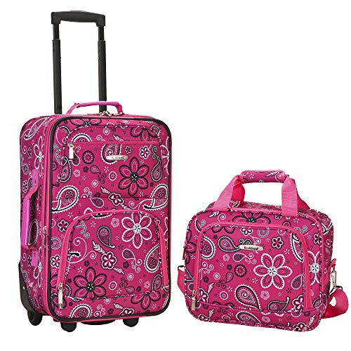 Product Cover Rockland Luggage 2 Piece Printed Luggage Set, Pink Bandana, Medium