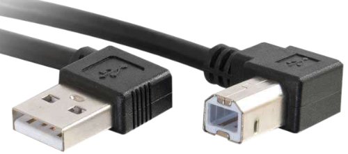 Product Cover C2G 28109 USB Cable - USB 2.0 Right Angle A Male to B Male Cable, Black (3.3 Feet, 1 Meters)