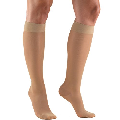 Product Cover Truform Sheer Compression Stockings, 15-20 mmHg, Women's Knee High Length, 20 Denier, Light Beige, Medium