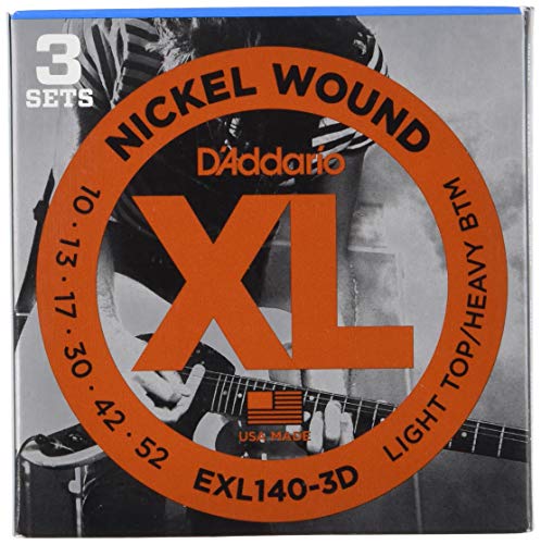 Product Cover D'Addario XL Nickel Wound Electric Guitar Strings, Light Top/Heavy Bottom Gauge - Round Wound with Nickel-Plated Steel for Long Lasting Distinctive Bright Tone and Excellent Intonation - 10-52, 25 Sets