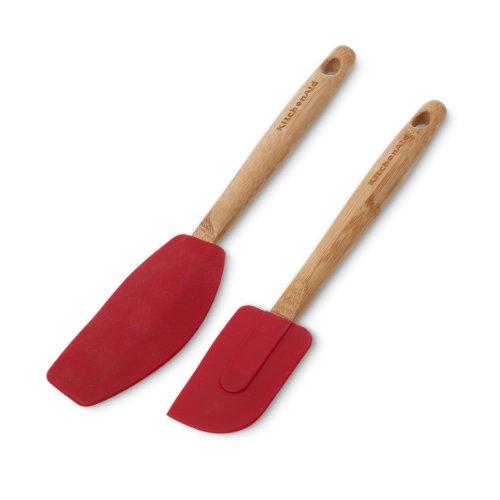 Product Cover KitchenAid 2-Piece Silicone Spatula Set with Bamboo Handles, Red, Small - KC650OHERA