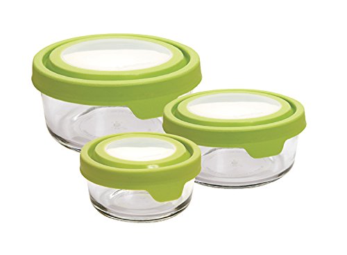Product Cover Anchor Hocking TrueSeal Glass Food Storage Containers with Airtight Lids, Green, 6-Piece Round Set