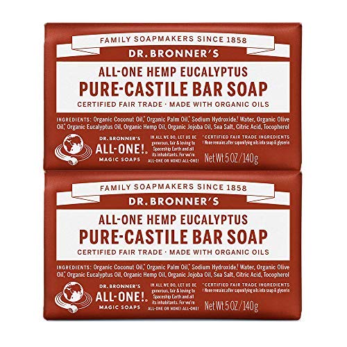 Product Cover Dr Bronners Magic Soap All One Obeu05 5 Oz Eucalyptus Dr. Bronner'S Bar Soap (2-pack)