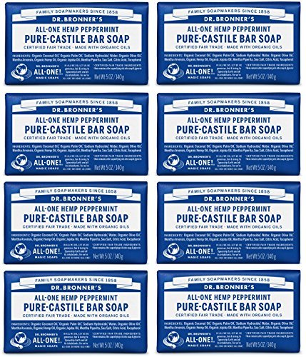 Product Cover Dr. Bronner's Magic Soaps: Pure Castile Bar Soap Peppermint 5 oz (8 pack)