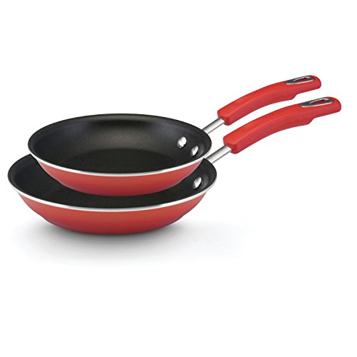Product Cover Rachael Ray 11649 Brights  Nonstick Frying Pan Set / Fry Pan Set / Skillet Set - 9.25 Inch and 11 Inch , Red
