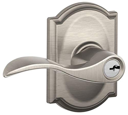 Product Cover Schlage F51-ACC-CAM Accent Single Cylinder Keyed Entry Door Lever Set with Decor, Satin Nickel