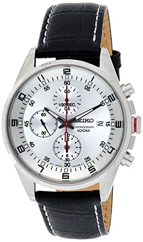 Product Cover Seiko Men's SNDC87P2 Leather Synthetic Analog with White Dial Watch