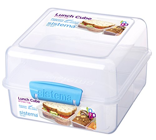 Product Cover Sistema To Go Collection Lunch Cube Compact Food Storage Container, 5.9 Cup, Color Varies | Great for Meal Prep | BPA Free, Reusable