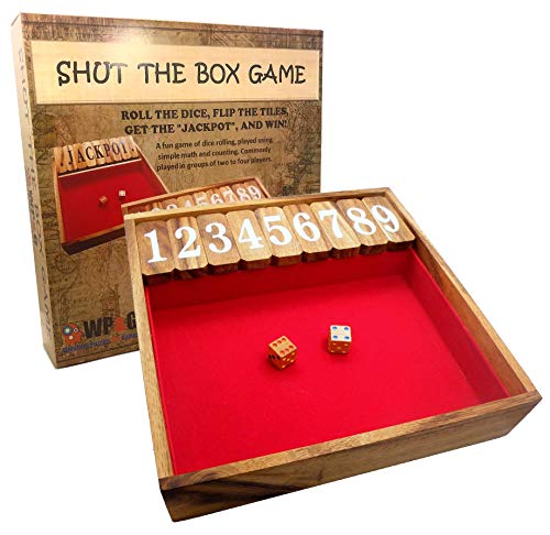 Product Cover Shut The Box Game Large, Wooden Old Fashioned Dice Fun Play for Adults Kids and The Family