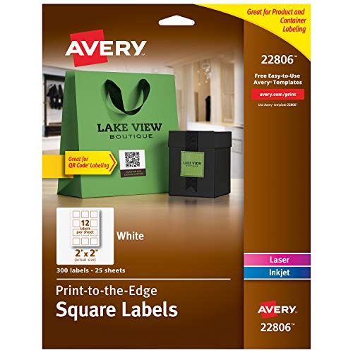 Product Cover Avery Square Labels for Laser & Inkjet Printers, Print-to-the-Edge, 2
