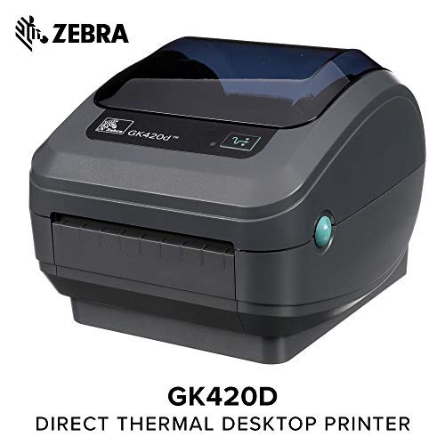 Product Cover Zebra - GK420d Direct Thermal Desktop Printer for Labels, Receipts, Barcodes, Tags, and Wrist Bands - Print Width of 4 in - USB and Ethernet Port Connectivity - GK42-202210-000