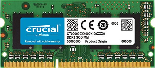 Product Cover Crucial 4GB Single DDR3/DDR3L 1600 MT/S (PC3-12800) Unbuffered SODIMM 204-Pin Memory - CT51264BF160B