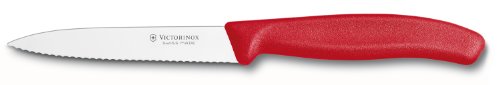 Product Cover Victorinox 6.7731 6.7731US1 4 Inch Swiss Classic Paring Knife with Serrated Edge, Spear Point, Red, 4