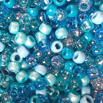 Product Cover Caribbean Blue Multicolor Mix Plastic Pony Beads 6x9mm, 500 beads bulk bag