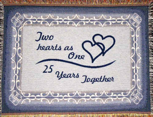 Product Cover 25 Years Together Woven Cotton Sofa Throw Blanket - 25th Anniversary Gift - Made in USA